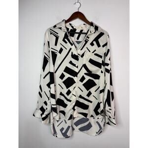 Ellison Abstract Print Oversized Longline Shirt Size Large